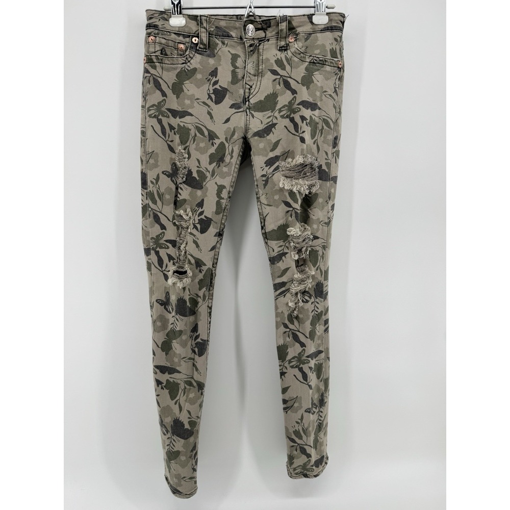True Religion garden camo‎ Super  Skinny Distressed Size 29 (30x29) Stretch